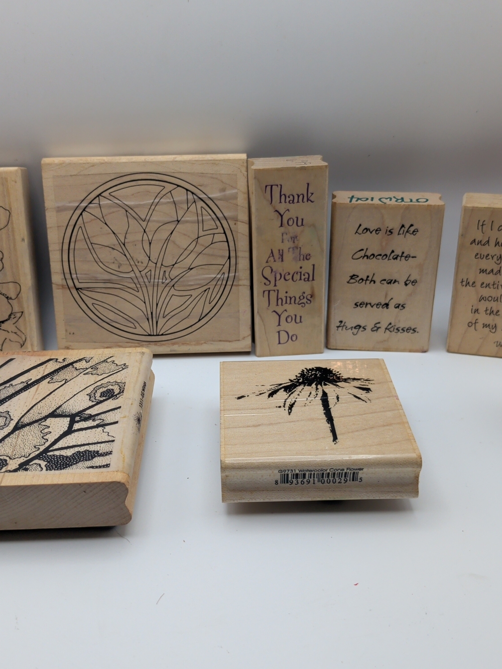 Wooden Rubber Stamps - Lot of 9 Stamps